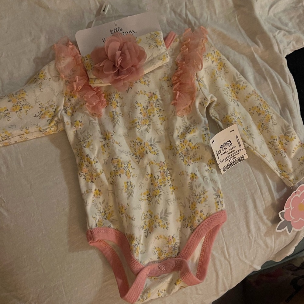 Little beginnings onesie and matching headband